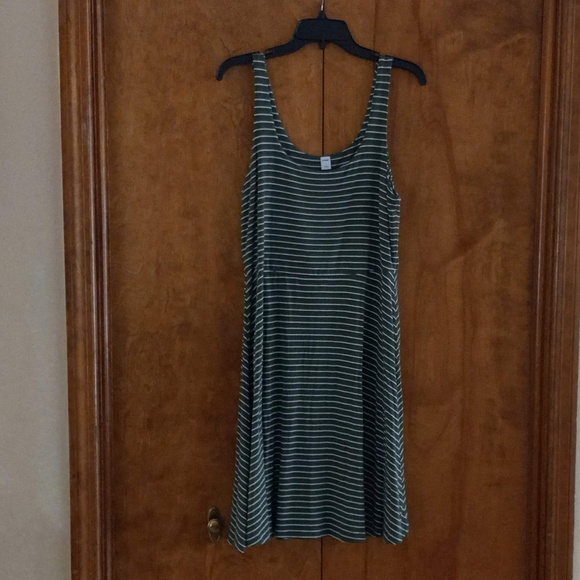 Old Navy sleeveless pinstriped green dress - Picture 2 of 4